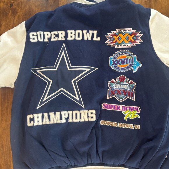 NFL Dallas Cowboys 5X Super Bowl Champions Varsity Jacket Size Small - Picture 15 of 16